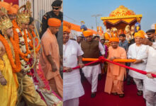 अयोध्या पहुंचे सीएम योगी आदित्यनाथ, खींचा श्रीराम का रथ